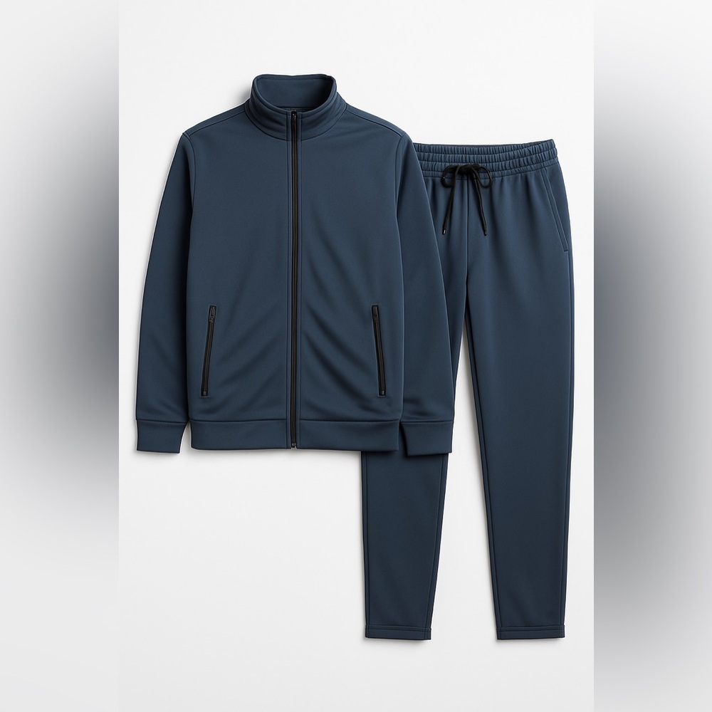 Women’s Slate Blue Athleisure Tracksuit Set Joggers + Zip Jacket M - Picture 11 of 13